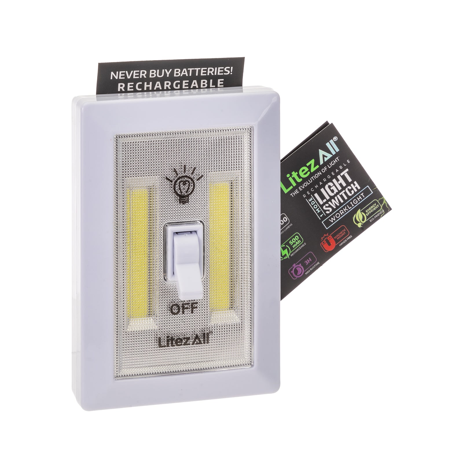 LitezAll® COB LED Rechargeable Cordless Light Switch - LitezAll