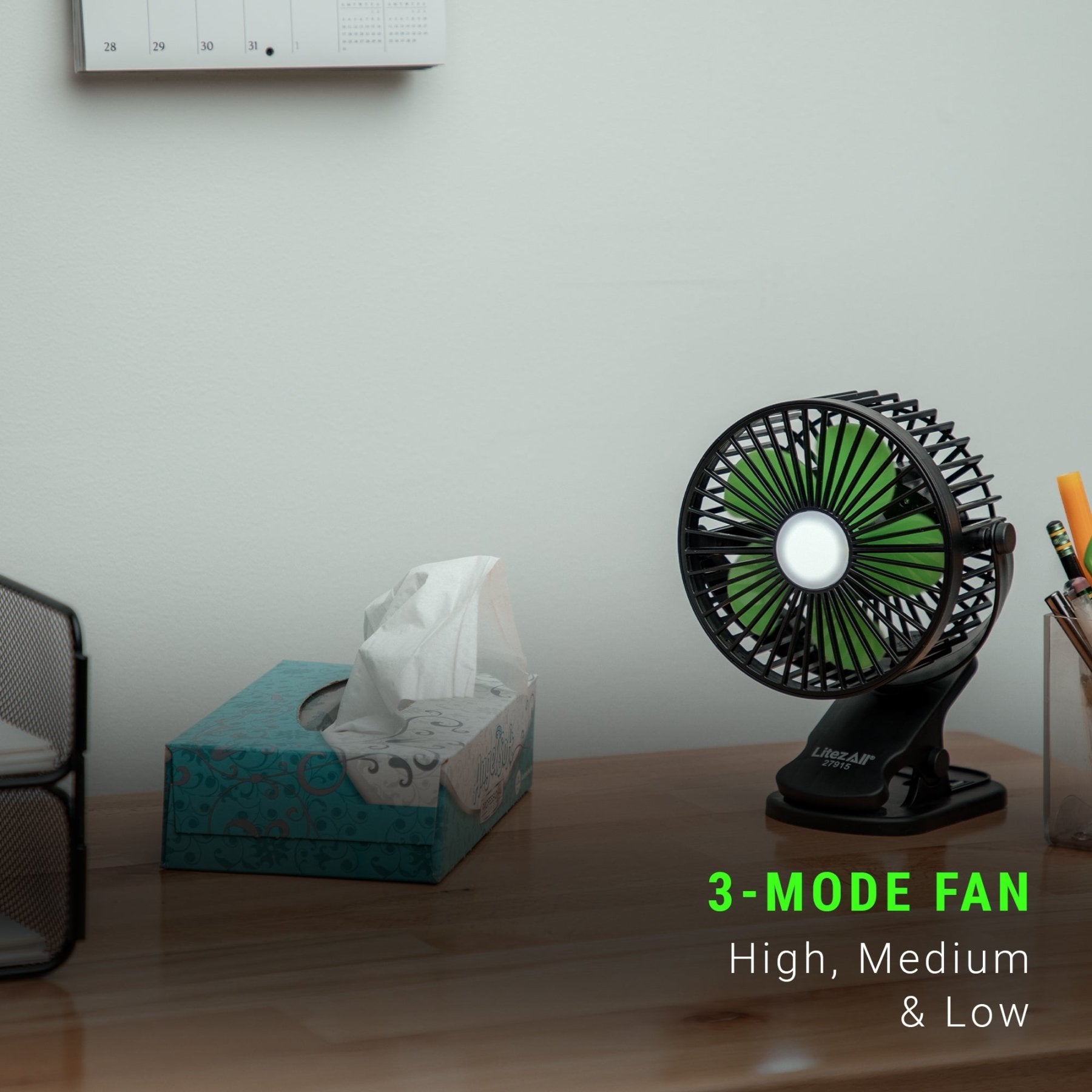 LitezAll® Rechargeable Clip On Fan with Light