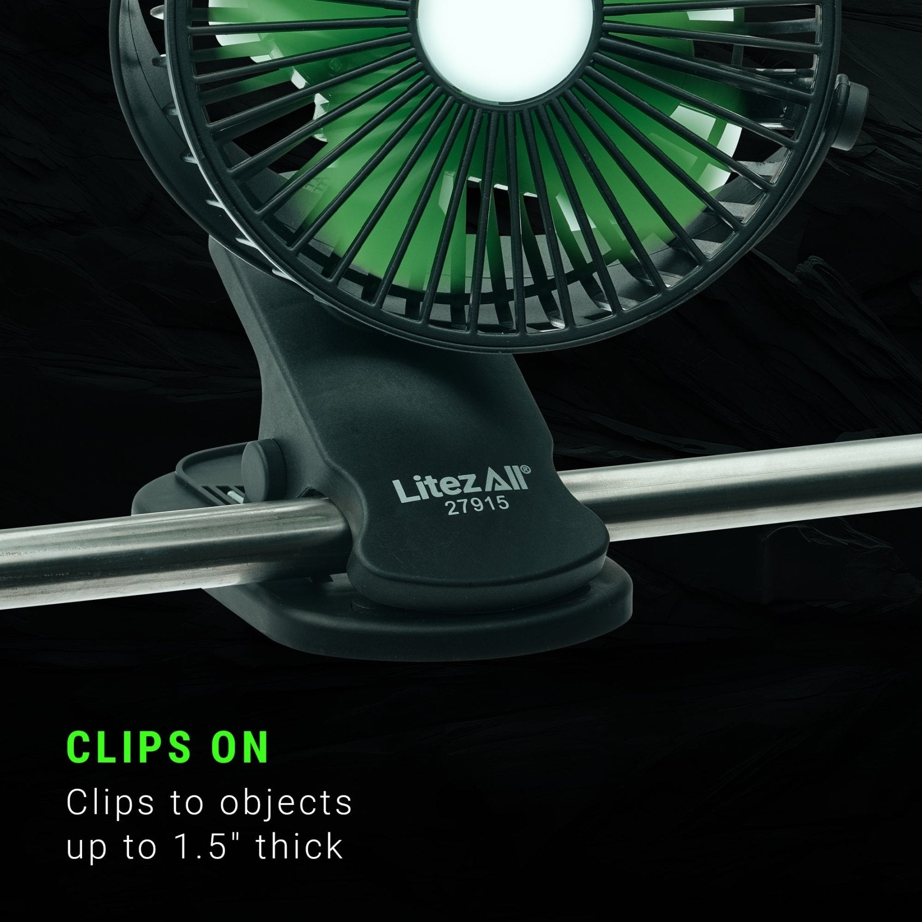 LitezAll® Rechargeable Clip On Fan with Light
