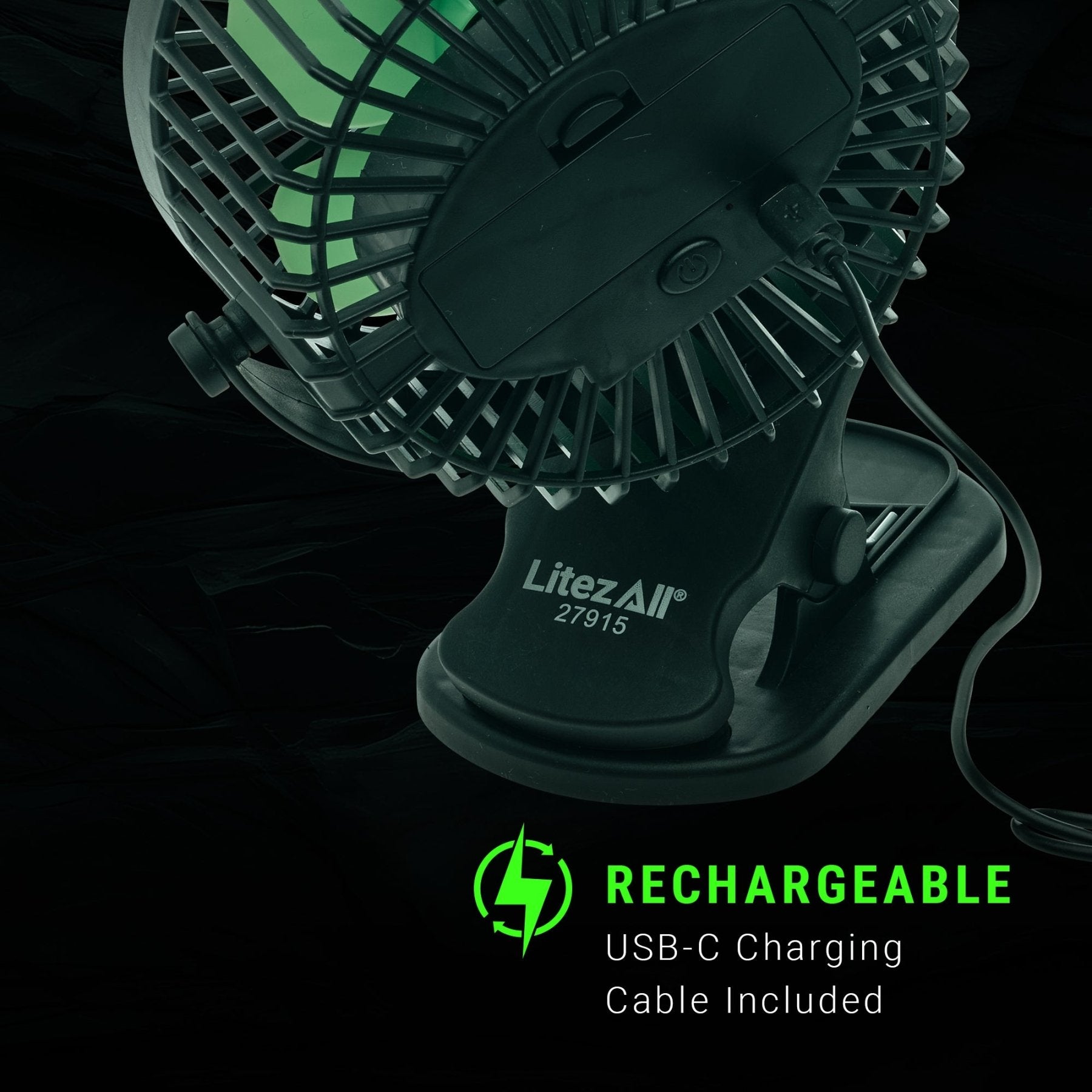 LitezAll® Rechargeable Clip On Fan with Light