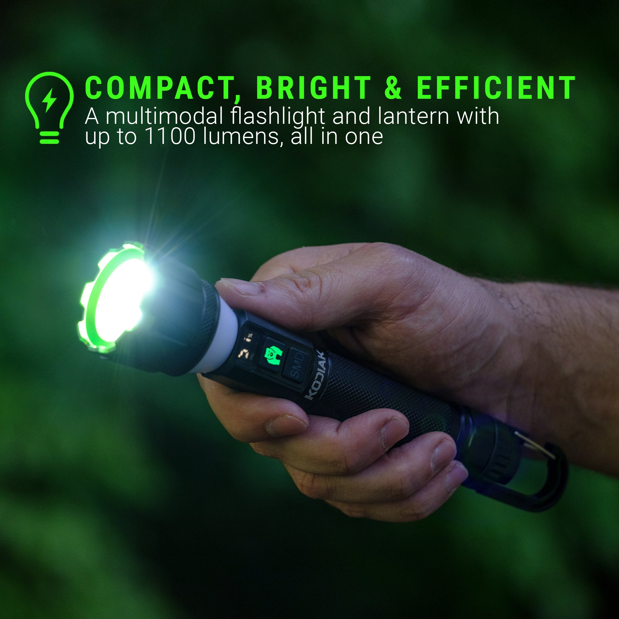 Kodiak® Kavern 1100 Lumen Smart Focus Rechargeable Flashlight