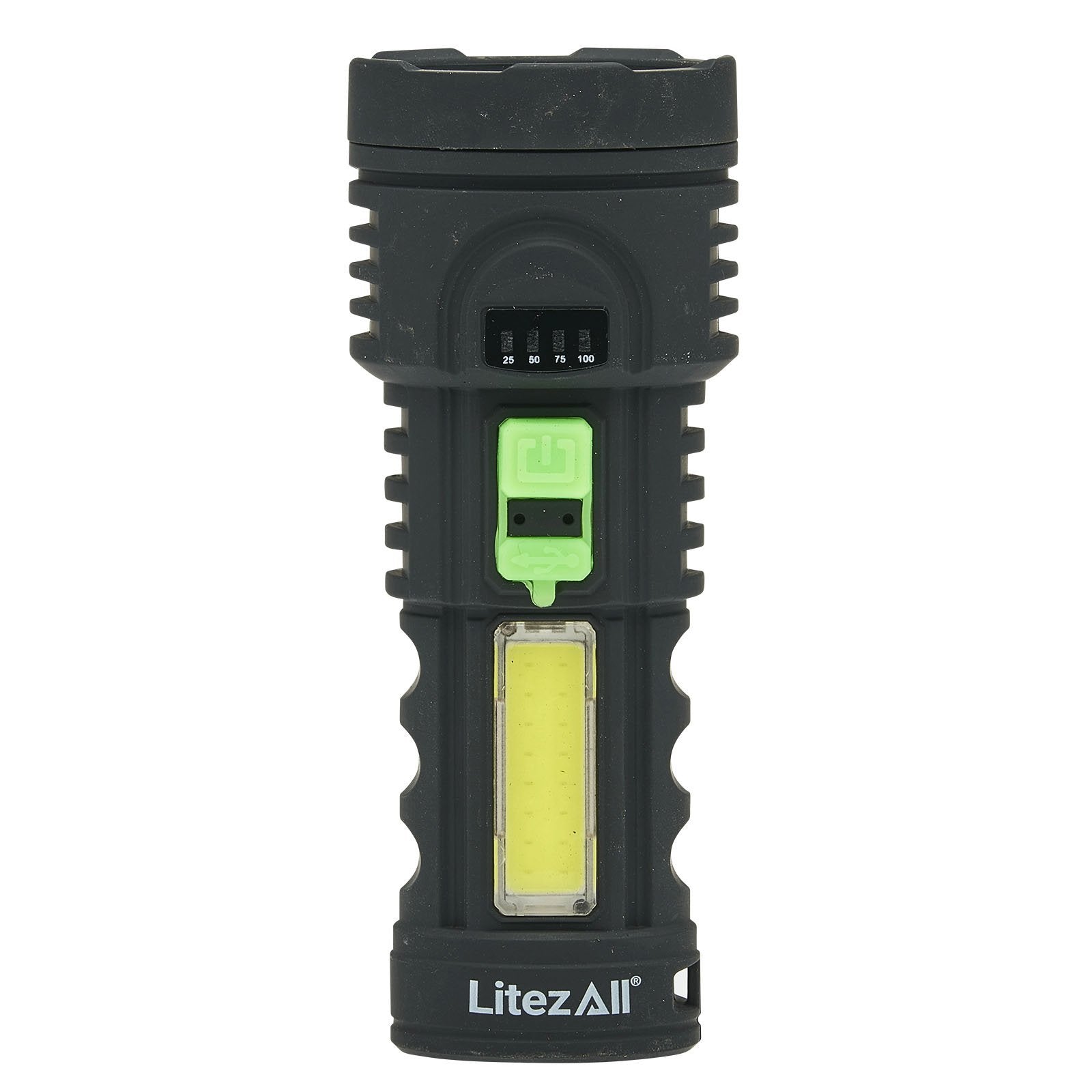 LitezAll TPR Coated Rechargeable Flashlight with Work Light - LitezAll - Tactical Flashlights - 14