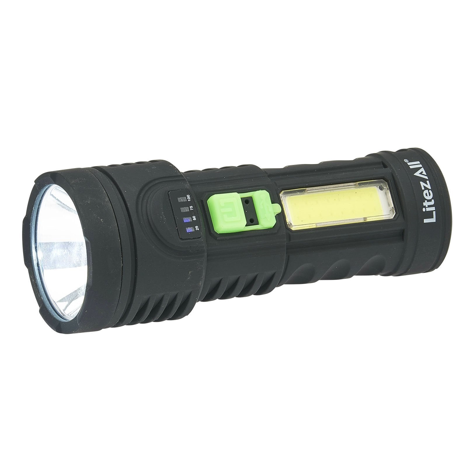 LitezAll TPR Coated Rechargeable Flashlight with Work Light - LitezAll - Tactical Flashlights - 4