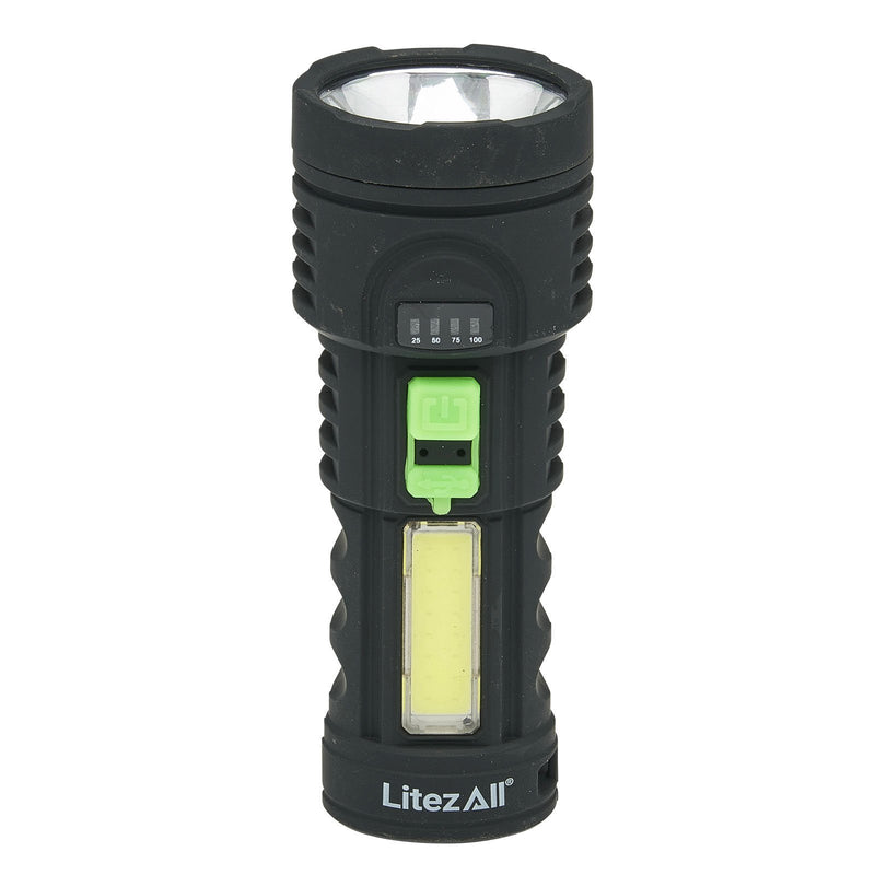LitezAll TPR Coated Rechargeable Flashlight with Work Light - LitezAll - Tactical Flashlights - 13