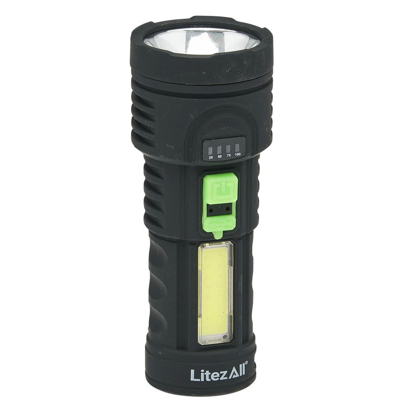 LitezAll TPR Coated Rechargeable Flashlight with Work Light - LitezAll - Tactical Flashlights - 12