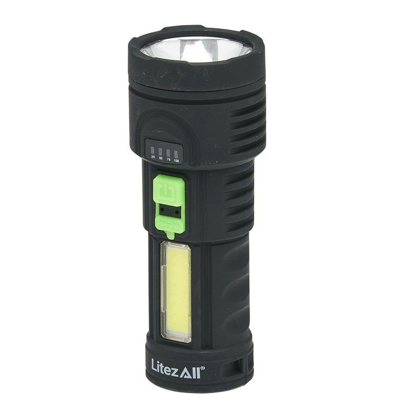 LitezAll TPR Coated Rechargeable Flashlight with Work Light - LitezAll - Tactical Flashlights - 11